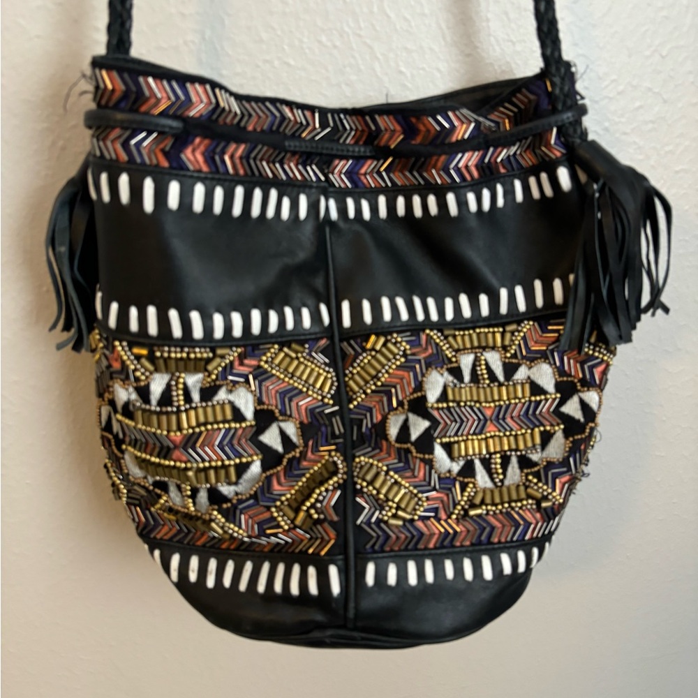 Anthropologie Black and Gold Embroidered Shoulder Bag - Picture 11 of 11